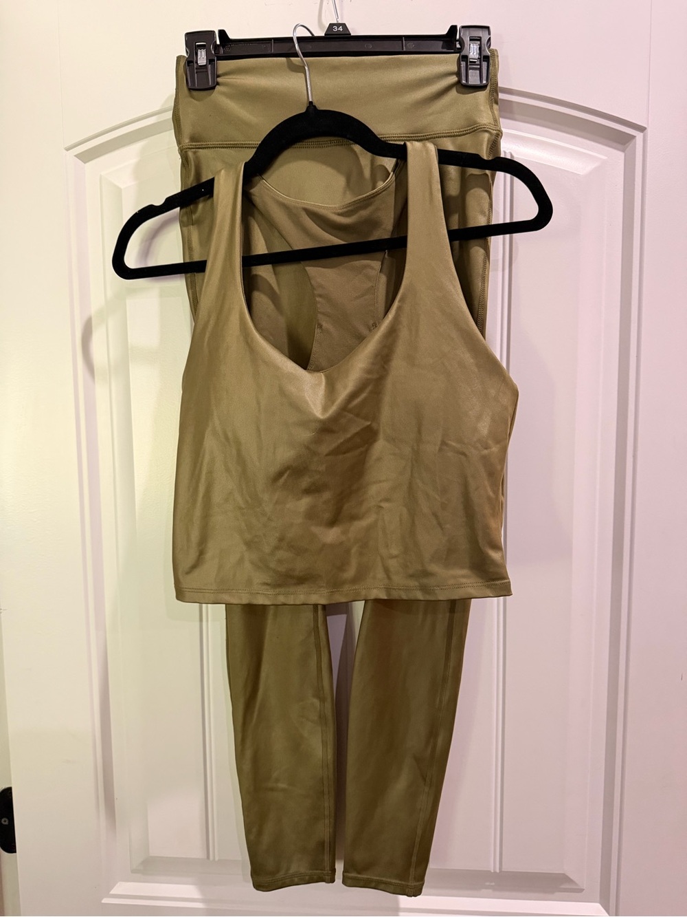 Fabletics Olive Green Racerback Sports Bra & Leggings Set